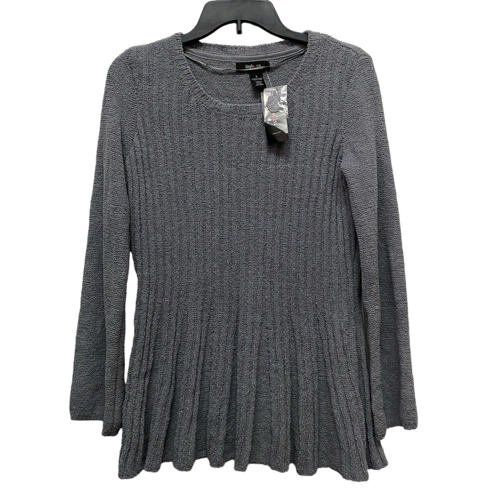STYLE & CO Heavy & Warm Grey Soft Tunic Scoop Sweater Small NWT‎ Pullover
